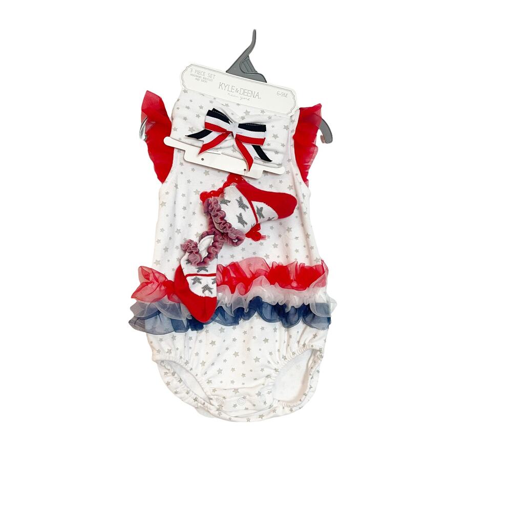 Kyle & Deena Layette Set Baby Girl Outfit Bundle July 4th Size 6-9M NWT